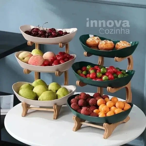 Fruteira de Mesa em Madeira de 1 a 3 Camadas - InnovaLayers