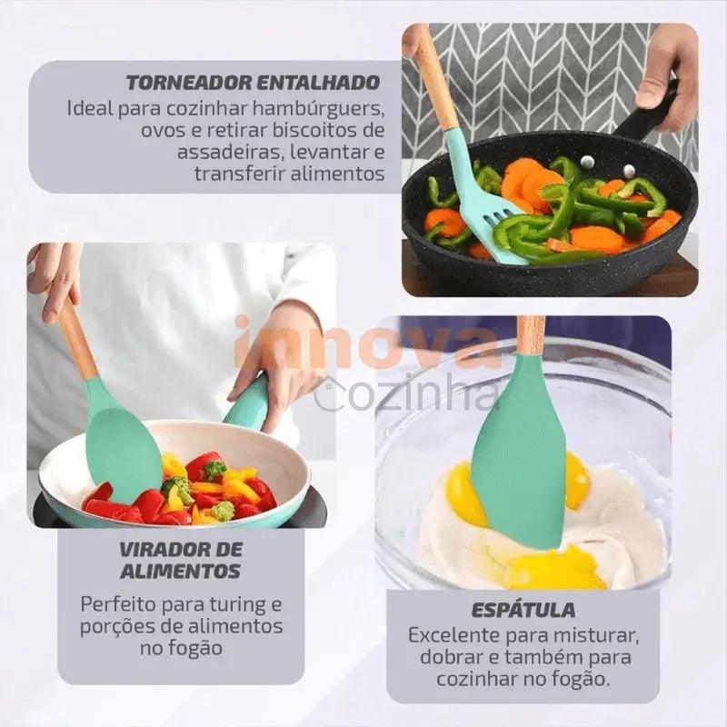 Kit Gourmet 12 Peças em Silicone & Bambu | MasterChef InnovaCozinha