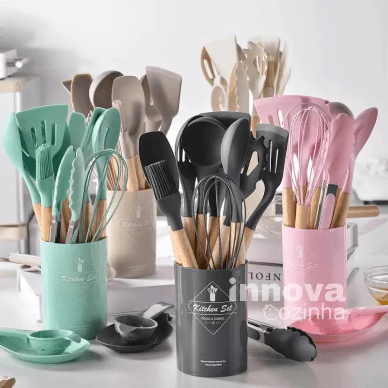 Kit Gourmet 12 Peças em Silicone & Bambu | MasterChef InnovaCozinha