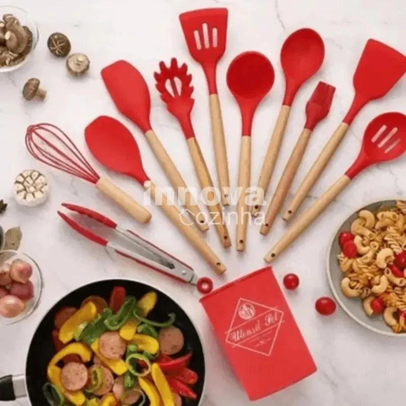 Kit Gourmet 12 Peças em Silicone & Bambu | MasterChef InnovaCozinha