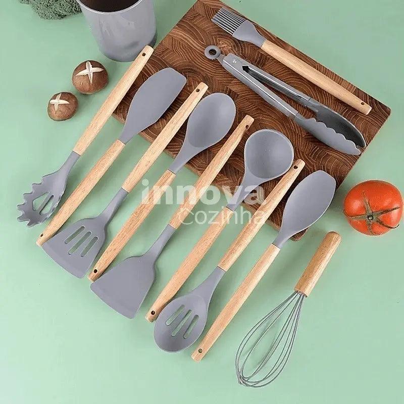 Kit Gourmet 12 Peças em Silicone & Bambu | MasterChef InnovaCozinha