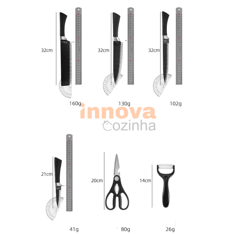 Kit Master Chef BBQ | Facas Antiaderentes InnovaCozinha | Kit de Facas c/ 6 Peças