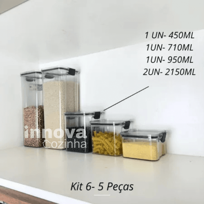 Potes SmartStack InnovaCozinha | Potes Herméticos em Acrílico Cristal com trava e Design Empilhável